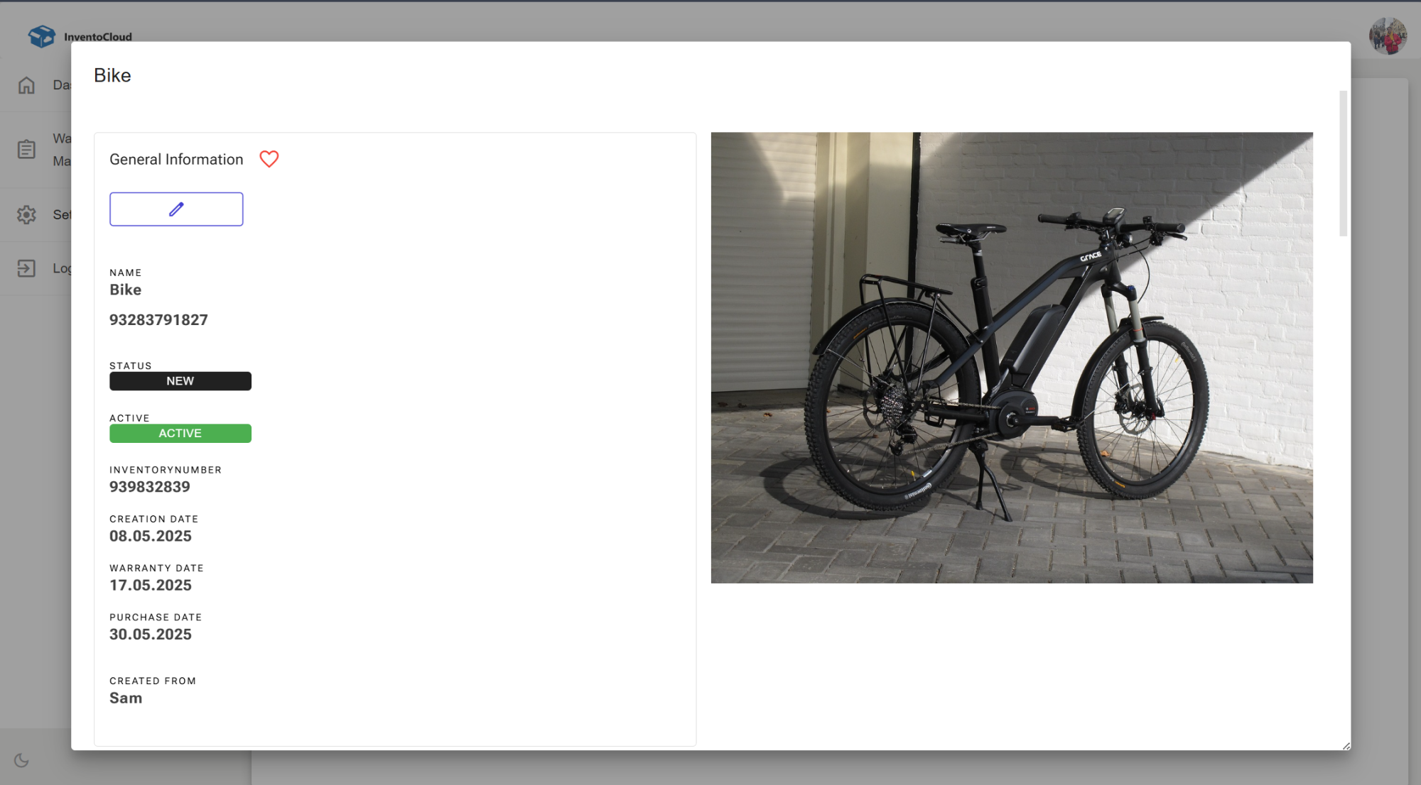 Inventory Management Software Bike Preview