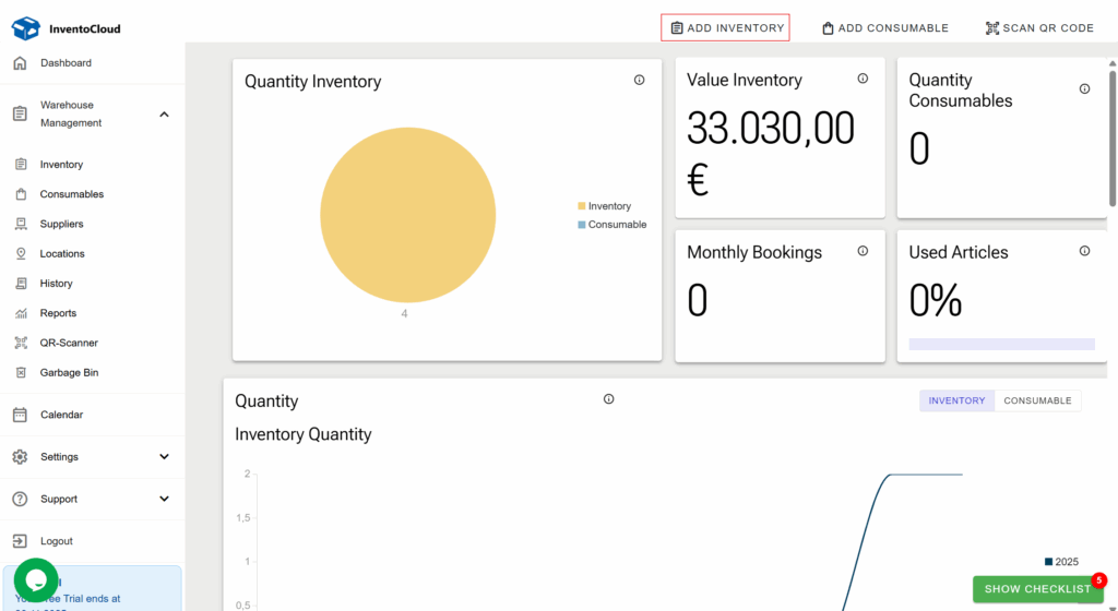 Dashboard InventoCloud Inventory Software